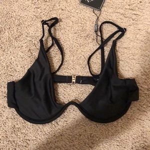 Black plunge bikini top